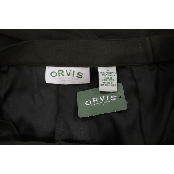 NWT Orvis Women's Plus Pants Sz 14 Green High Waist Slacks Suede Straight Leg - Picture 4 of 11